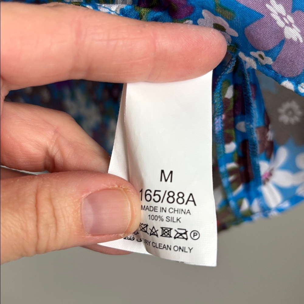 Kate Spade NY Floral Ruffle Blue and Purple 100% Silk Women's Top - M - Picture 6 of 9